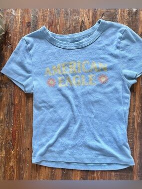 American Eagle Outfitters Light Blue Baby Tee Sz S